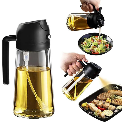 2 in 1 Oil Spray Bottle – Dual-Chamber Dispenser for Cooking & Baking