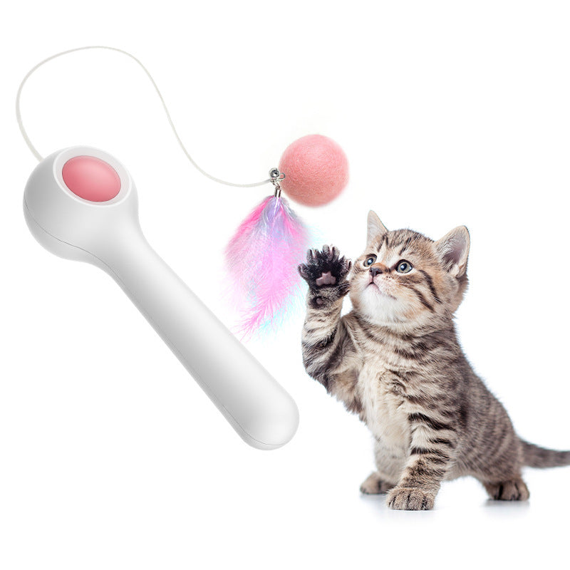 Cat Retractable Stick Feather Toy – Interactive Telescopic Teaser Wand