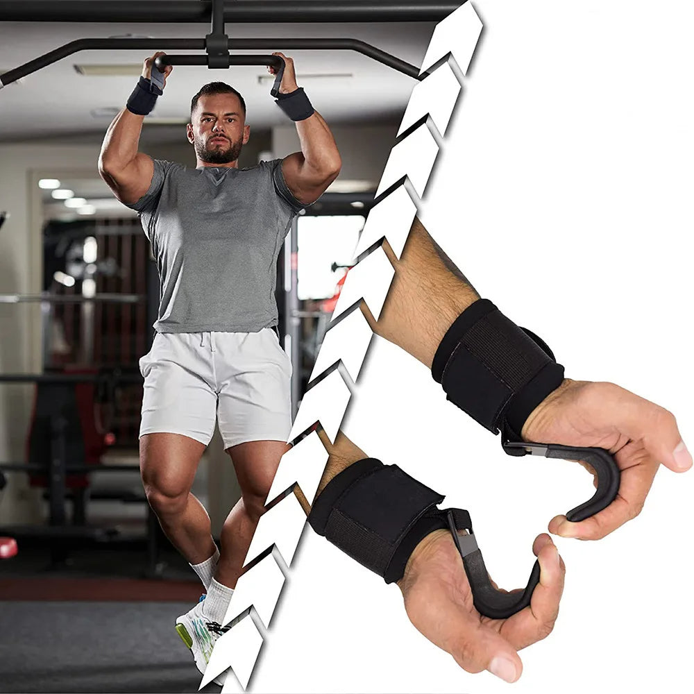 Weight Lifting Hooks with Wrist Straps – Heavy Duty Grip Support