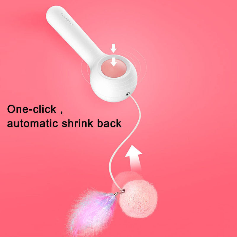 Cat Retractable Stick Feather Toy – Interactive Telescopic Teaser Wand