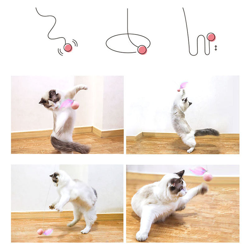 Cat Retractable Stick Feather Toy – Interactive Telescopic Teaser Wand