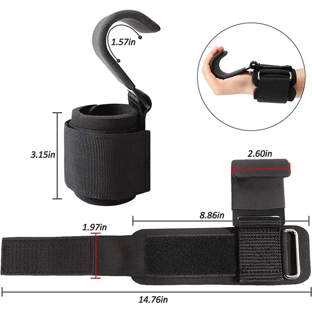 Weight Lifting Hooks with Wrist Straps – Heavy Duty Grip Support