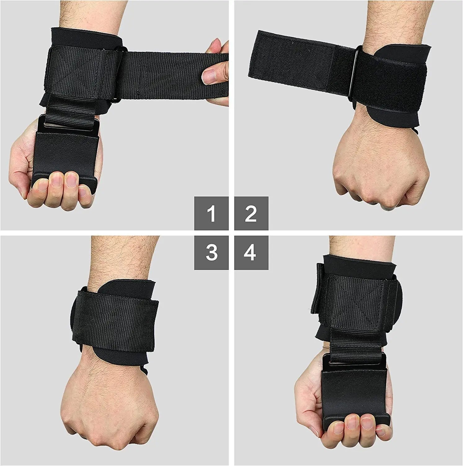 Weight Lifting Hooks with Wrist Straps – Heavy Duty Grip Support
