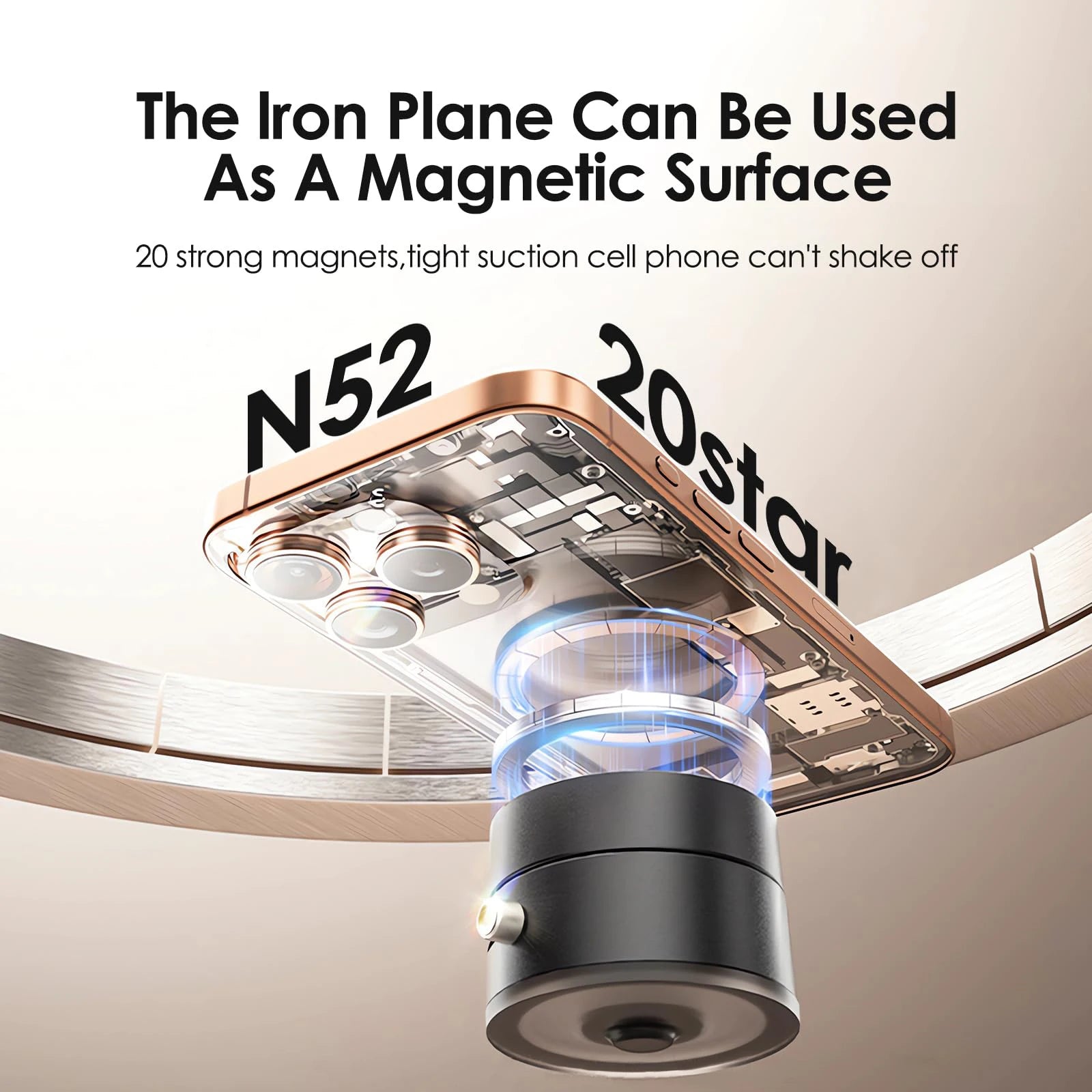 Vacuum Suction Cup Magnetic Phone Holder Stand Portable Foldable Mount for Iphone 16 15 14 13 12 Multi-Function Car Accessories