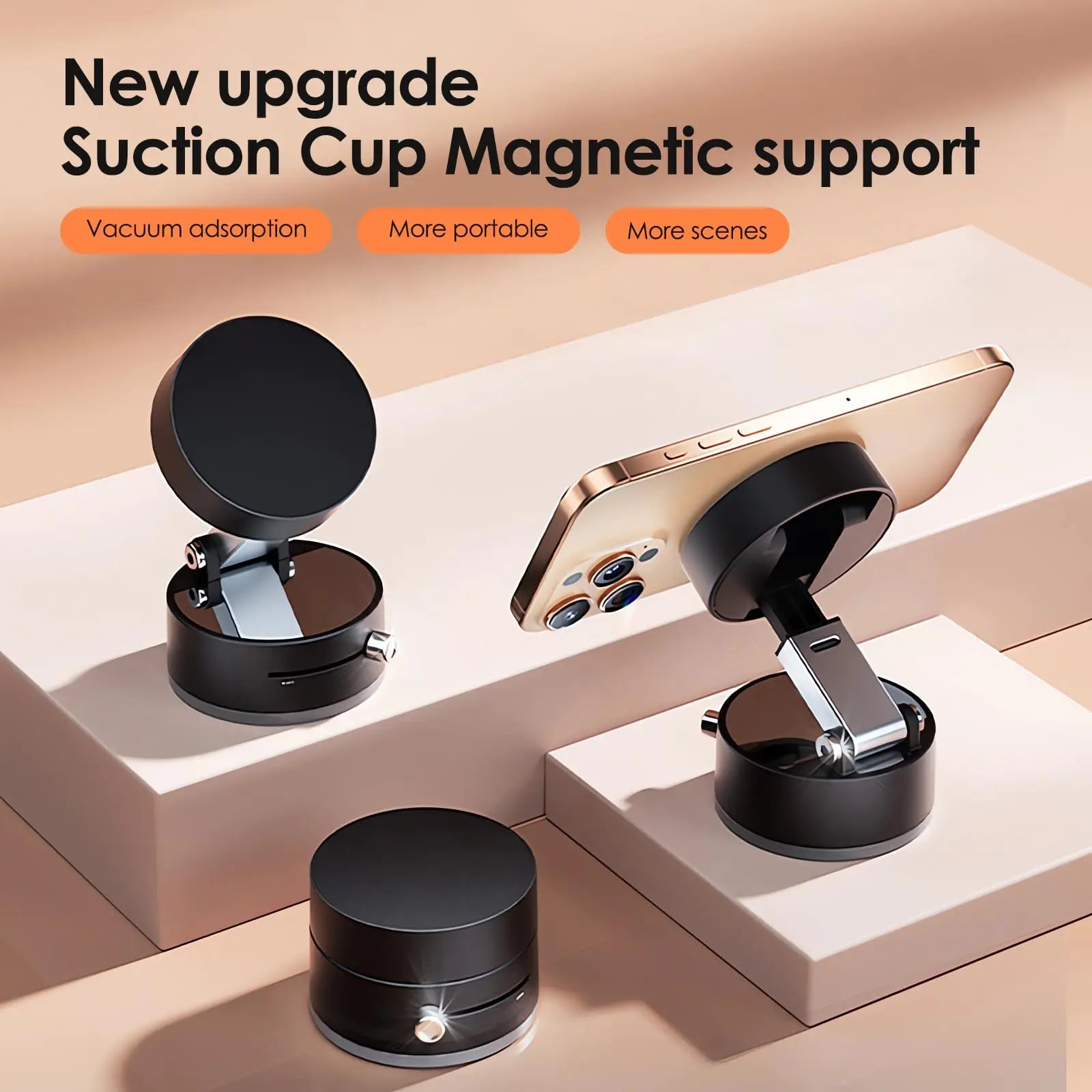 Vacuum Suction Cup Magnetic Phone Holder Stand Portable Foldable Mount for Iphone 16 15 14 13 12 Multi-Function Car Accessories